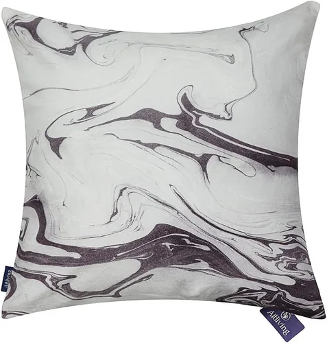 Miniatura 20 de Funda de almohada decorativa clásica con diseño de crayón de mano azul estilo capri, marcas geométricas, funda de almohada decorativa de 17 x 17