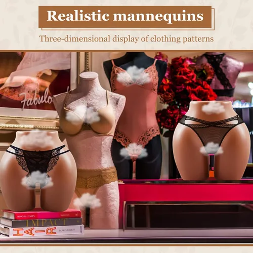 Miniatura 5 de Briwooody maniquí brasileño curvo de cadera BBL de cuerpo medio afroamericano femenino para exhibición de ropa interior de panty (marrón oscuro)