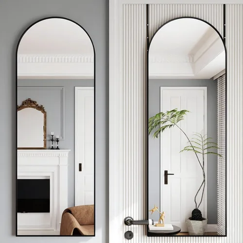 Miniatura 12 de Espejo de puerta, espejo arqueado de cuerpo completo sobre la puerta, 14 x 48 pulgadas, espejos colgantes o de pared, espejos de cuerpo completo
