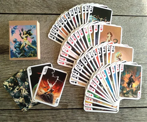 Miniatura 3 de Cartas de Juego SciFi FANSTASY (Baraja de Póquer 54 Cartas Todas Diferentes) Vintage Retro Fantasy SciFi Portadas de Revistas Arte Cómic de Frank