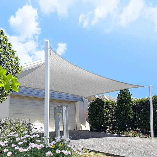 Toldo Vela Rectangular Gris de 6' x 8', Toldo con 95% de Bloqueo UV, Tela de Refugio Awning para Patio Exterior Jardín - Grado Comercial Resistente