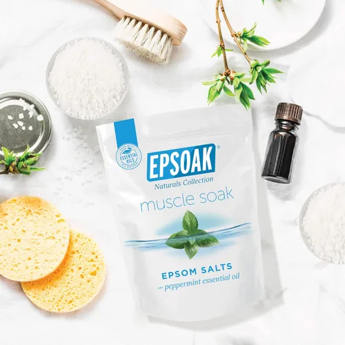 Miniatura 7 de Epsoak Muscle Soak - Bolsa de sal de Epsom resellable con aroma a menta de 2 libras, fabricada en los Estados Unidos, certificado libre de crueldad