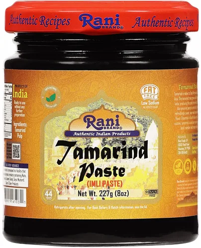 Puré de pasta de tamarindo Rani (Imli) Tarro de vidrio de 8 onzas (8.01 oz), sin azúcar añadido, totalmente natural, vegano, sin gluten, sin
