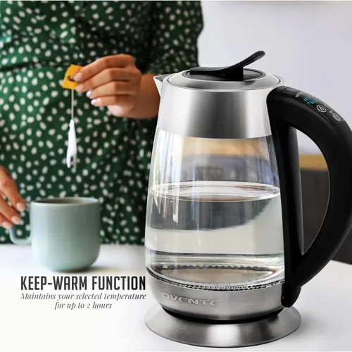 Miniatura 3 de OVENTE Hervidor Eléctrico de Vidrio 1.8 Litros sin BPA - 1500W con Infusor de Acero Inoxidable, Control de Temperatura Ajustable, Apagado KG661S
