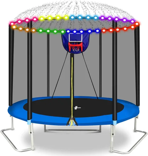 Miniatura 13 de Trampolín de 1500 libras, 8 pies, 12 pies, 14 pies, 16 pies, para niños y adultos, trampolín al aire libre con red de cierre, rociador, bola