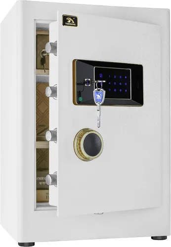 TIGERKING Caja fuerte de seguridad resistente de 2.05 pies cúbicos para el hogar, bloqueo digital para pantalla táctil, antirrobo, estantes Blanco