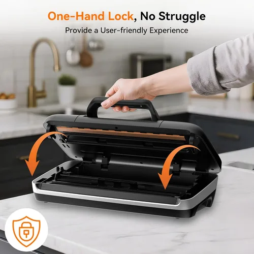 Miniatura 5 de Newise Máquina selladora al vacío de 85 Kpa, regalos de cocina de Navidad, 10 en 1, ahorrador de alimentos completamente automático con mango