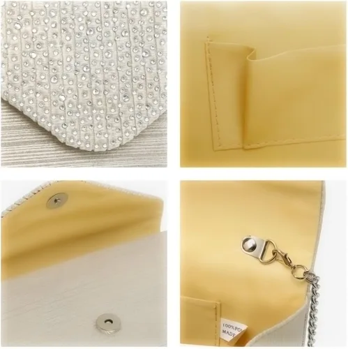 Miniatura 5 de Dasein Bolso de mano con satén satinado para mujer, tipo embrague, para noche, bandolera, bolsos, fiesta, graduación, boda, sobre