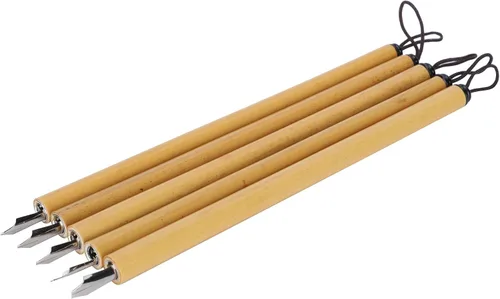 Miniatura 7 de Health Gear - 5 bolígrafos de bambú para caligrafía, bolígrafo de inmersión para caligrafía árabe (punta angular)