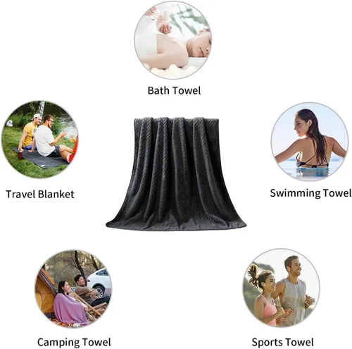 Miniatura 8 de Ferdilan - Juego de 4 toallas de baño grandes de 35 x 70 pulgadas, 600 GSM, ultra suaves y absorbentes, para silla de baño, color negro, toallas