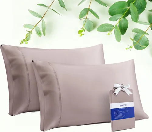 Miniatura 14 de Paquete de 2 fundas de almohada refrescantes de eucalipto Tencel tamaño King, color blanco nieve, absorben la humedad para sudores nocturnos, secado