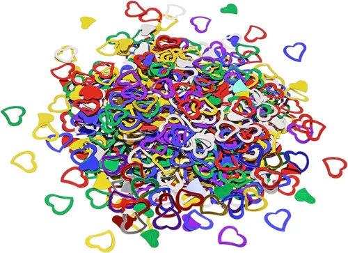Miniatura 18 de ONLYKXY 1200 piezas de confeti en forma de corazón, decoración de mesa de boda, confeti con purpurina para fiesta de boda (amarillo brillante)