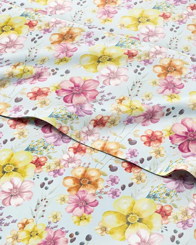Miniatura 53 de Sábanas con patrón de puntos azules, 1 sábana encimera, 1 sábana bajera y 1 funda de almohada con bolsillos profundos, ropa de cama con estampado