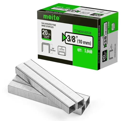 Miniatura 11 de meite Grapas de tapicería galvanizadas de calibre 20, corona de 1/2 pulgada (0.484 in) con longitud de 1/2 pulgada, resistente para construcción