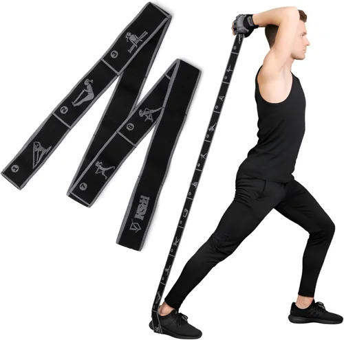 Correa elástica de yoga con 11 bucles, banda elástica de alta calidad para flexibilidad, terapia física, pilates, ejercicios de piernas y cuerpo