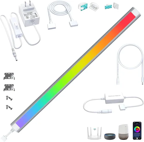 Miniatura 9 de Iluminación para debajo del gabinete, barra de luz LED RGB funciona con Alexa, Google Assistant, aplicación inteligente, 20 pulgadas, tira de luces
