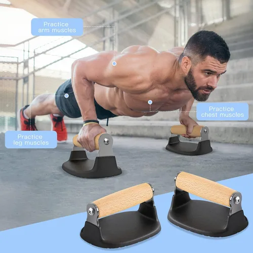 Miniatura 6 de Dolibest Push Up Bar, 12'' High Parallettes Bars with Wooden Handles, Stable and Comfortable Calisthenics Equipment, Suitable for Handstand, L-Sit