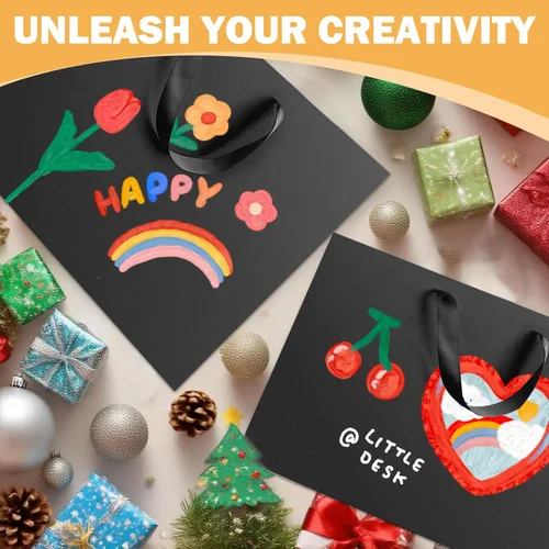 Miniatura 6 de Paquete de 4 bolsas de regalo negras extra grandes, bolsas de regalo grandes con papel de seda, 16 x 6 x 12 pulgadas, bolsas de regalo para pequeñas