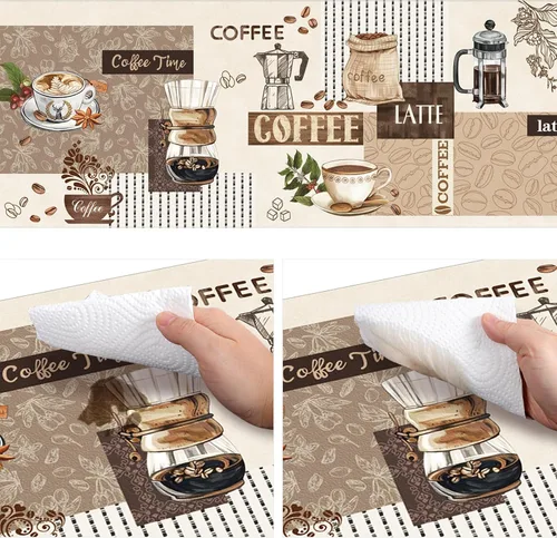 Miniatura 5 de comfoyar Juego de 2 tapetes de cocina de café, antideslizantes, impermeables, juego de tapetes de cocina acolchados para suelo de cocina, fregadero