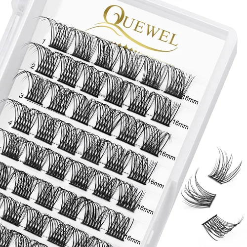 Miniatura 22 de QUEWEL Kit de extensión de pestañas DIY, racimos de pestañas 3D con 280 piezas, racimos de pestañas mixtas de 10-16 mm (30+40+50D), pinzas