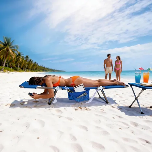 Miniatura 8 de SUNNYFEEL - Silla de bronceado plana con agujero boca abajo y ranuras para los brazos, silla de playa para tomar el sol, silla plegable de 5
