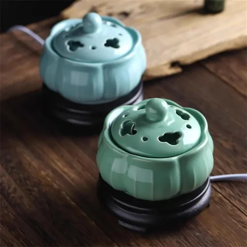 Miniatura 3 de Quemador eléctrico de resina con temporizador, quemador de incienso de cerámica, incienso de 110 V para porche, patio, jardín, oficina, yoga, sala