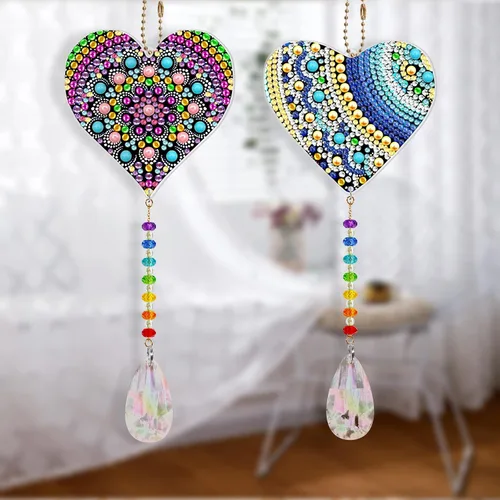 Miniatura 5 de Kit de pintura de diamante con forma especial de corazón de amor, 2 piezas, taladro especial, arte de diamante, luz solar, ventana para atrapar
