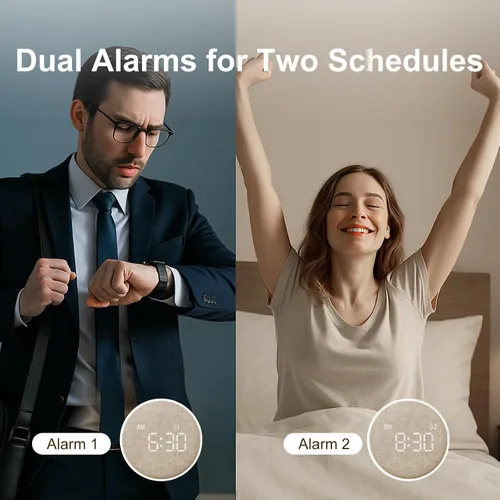 Miniatura 5 de REACHER Reloj despertador vibratorio de viaje para adultos con sueño pesado, reloj despertador digital doble, compacto debajo de la almohada