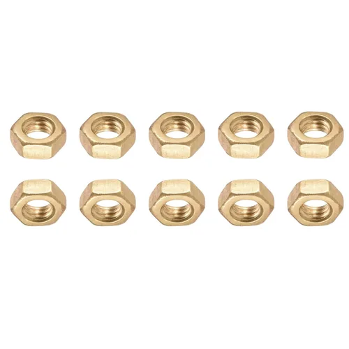 Miniatura 11 de DTGN Tuercas hexagonales M2x0.0.157 in (DxP), paquete de 100, buenas para reparación de garaje en casa, tuercas hexagonales de latón, tono dorado
