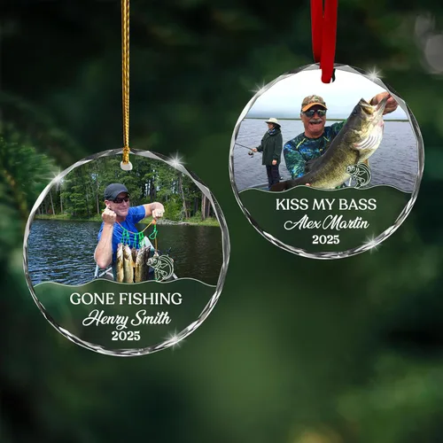 Miniatura 20 de Adorno de cristal con foto personalizada 2026 – Adorno de Navidad familiar personalizado, nombre personalizado, foto, fecha, recuerdo del día