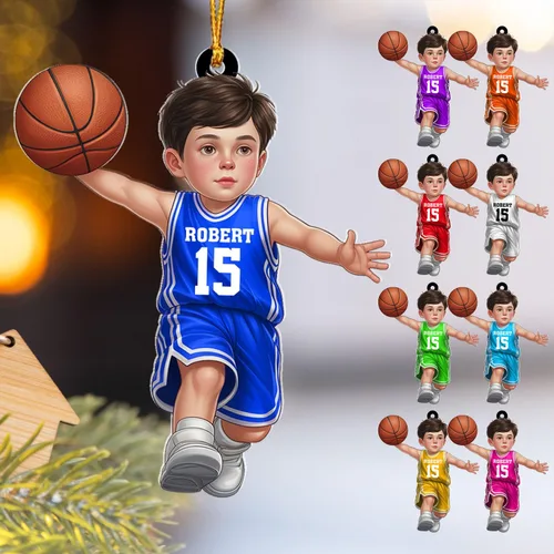 Miniatura 25 de Adorno Personalizado de Baloncesto 2025 - Adorno de Jugador de Baloncesto - Adornos de Árbol de Navidad de Baloncesto - Regalos de Jugador de Bkb 5