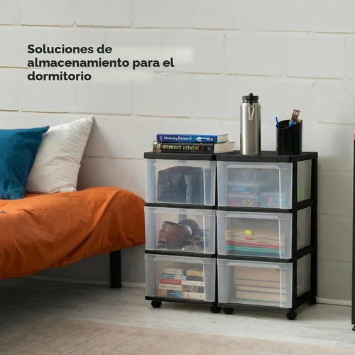 Miniatura 8 de IRIS USA Organizador de almacenamiento de plástico de 3 cajones con carrito rodante, con ruedas giratorias, paquete de 2, para suministros de arte