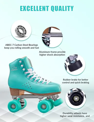 Miniatura 3 de PAPAISON Patines de ruedas para mujeres y hombres, de lujo de 2 capas de microfibra de cuero de doble fila - Patines clásicos de ruedas para niñas