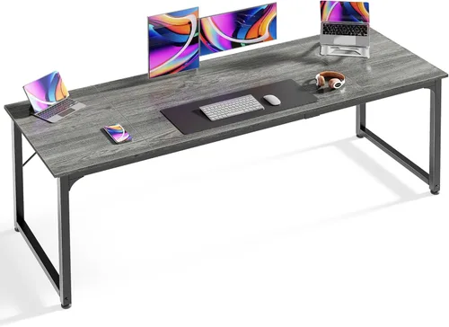 Miniatura 24 de Huuger - Escritorio de oficina moderno y sencillo, escritorio para juegos de 40 pulgadas con almacenamiento, marco de metal negro, amplio espacio