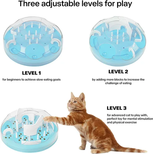 Miniatura 2 de Pet Prime Alimentador de rompecabezas para gatos, juguetes interactivos de enriquecimiento para gatos de interior, alimentador lento, rompecabezas