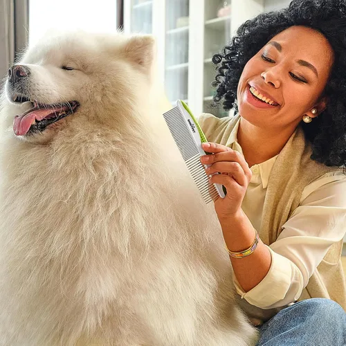 Miniatura 7 de Peine para perros y gatos – Elimina enredos, nudos y pelo enmarañado – Herramienta de aseo con dientes de acero inoxidable y mango antideslizante
