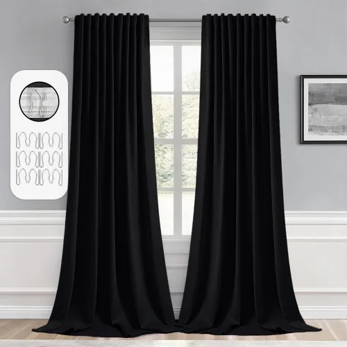 Miniatura 28 de MIULEE Cortinas opacas con pestaña trasera de 63 pulgadas de largo, juego de 2 paneles para sala de estar, dormitorio, privacidad, bolsillo