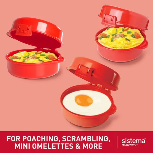 Miniatura 2 de Sistema 1117 Utensilio de cocina para cocinar huevos de manera fácil en el microondas, color rojo