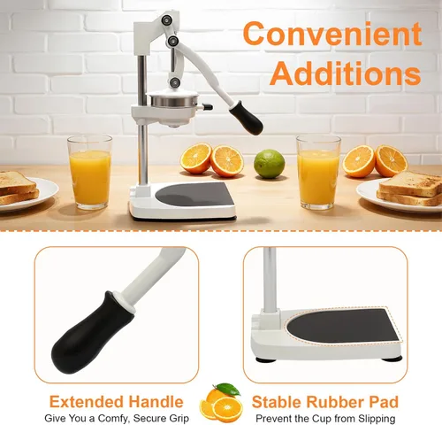 Miniatura 8 de Exprimidor de hierro fundido, exprimidor manual resistente con base estable, prensa comercial de cítricos para naranja, limón, lima, pomelo