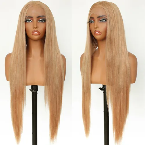 Miniatura 6 de SOKU 40" Super Long Straight Lace Front Wigs,13x6 Transparent Swiss Synthetic Lace Wig Pre Plucked,Natural Black Glueless Lace Front Wigs with Baby