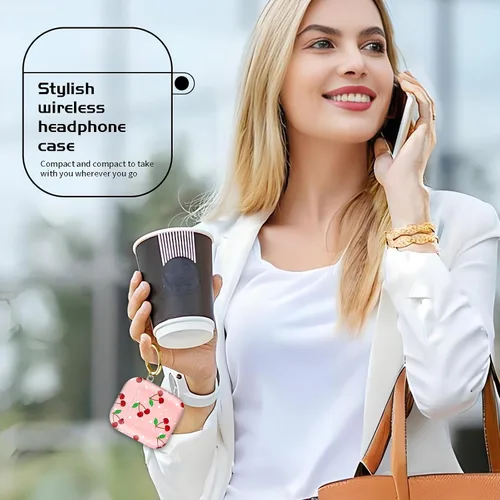 Miniatura 3 de Compatible con AirPods de 2ª generación de 1ª generación, bonita funda rígida con llavero dorado, funda protectora de TPU suave a prueba de golpes