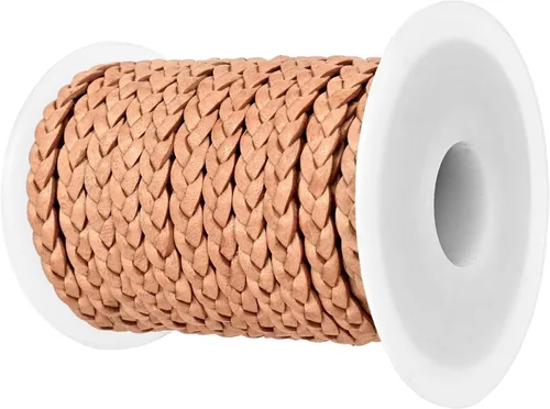 Miniatura 5 de GENIQUE Cordón de cuero trenzado plano de 0.197 in, cuerda de cuero para fabricación de joyas, tiras de cuero, ribete de cuero (16.4 ft)