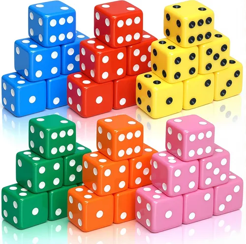 Seenelling Juego de 36 dados para fiesta temática de casino de 0.79 pulgadas, acrílico grande, D6, opacos, a granel, para juegos de mesa, Color