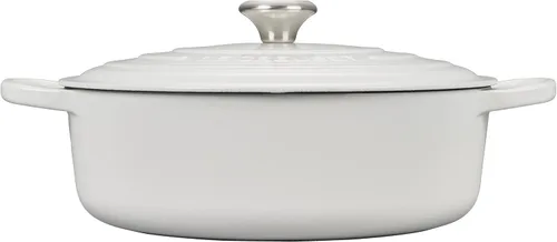 Miniatura 4 de Le Creuset Horno holandés redondo ancho Signature de hierro fundido esmaltado, 6.75 cuartos de galón., Blanco