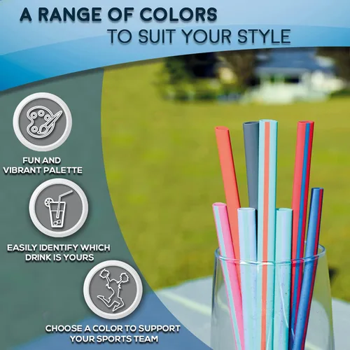 Miniatura 2 de Pajitas reutilizables de forma ergonómica fabricadas en Estados Unidos, vasos y tazas 4 medianas de 8 a 20 onzas para uso en bebidas frías o Aqua