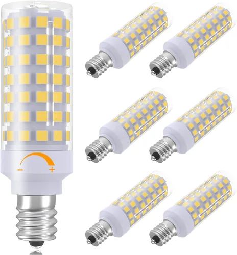 Miniatura 9 de TAIYALOO Bombillas LED E12 Regulables para Candelabros C7, E12 Equivalente a Bombilla Halógena de 60 Vatios, Blanco Natural 4000K, 120V 630LM T6 7W