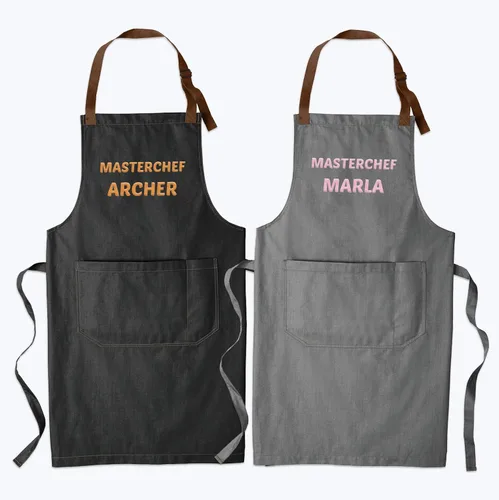 Miniatura 8 de TEEAMORE Custom Embroidered Aprons for Women Men Add Your Text Chef Kitchen Grill Apron Dark Midnight