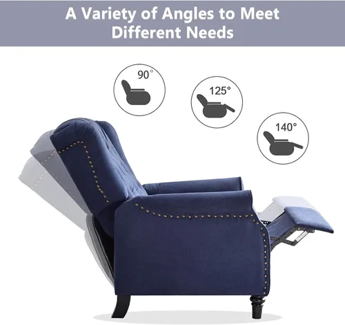 Miniatura 3 de CANMOV Silla Reclinable de Empuje hacia Atrás, Silla Decorativa, Sillón Reclinable de Mediados de Siglo con Respaldo Alto, Silla Reclinable de Tela