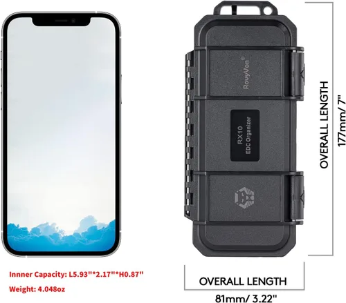 Miniatura 2 de RovyVon Caja de herramientas EDC, caja pequeña de almacenamiento para proteger equipos EDC, caja organizadora compacta EDC, 1 unidad (negro), 7 x
