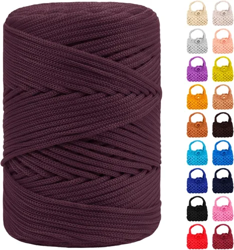 Miniatura 32 de Cordón de macramé de poliéster de 0.118 in x 185 yardas, cordón trenzado de macramé, bolsa de ganchillo, hilo de poliéster para ganchillo, bolsa